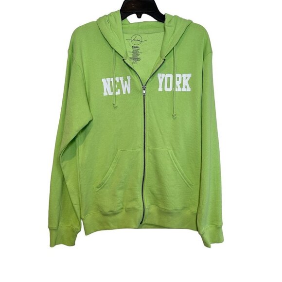 NEW Hi Res "NEW YORK" Lime Green Hoodie Size S - Picture 1 of 4